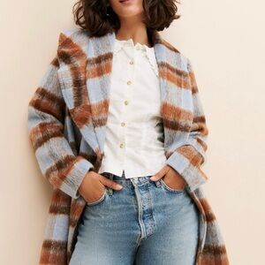 Anthropologie Plaid Long Coat
